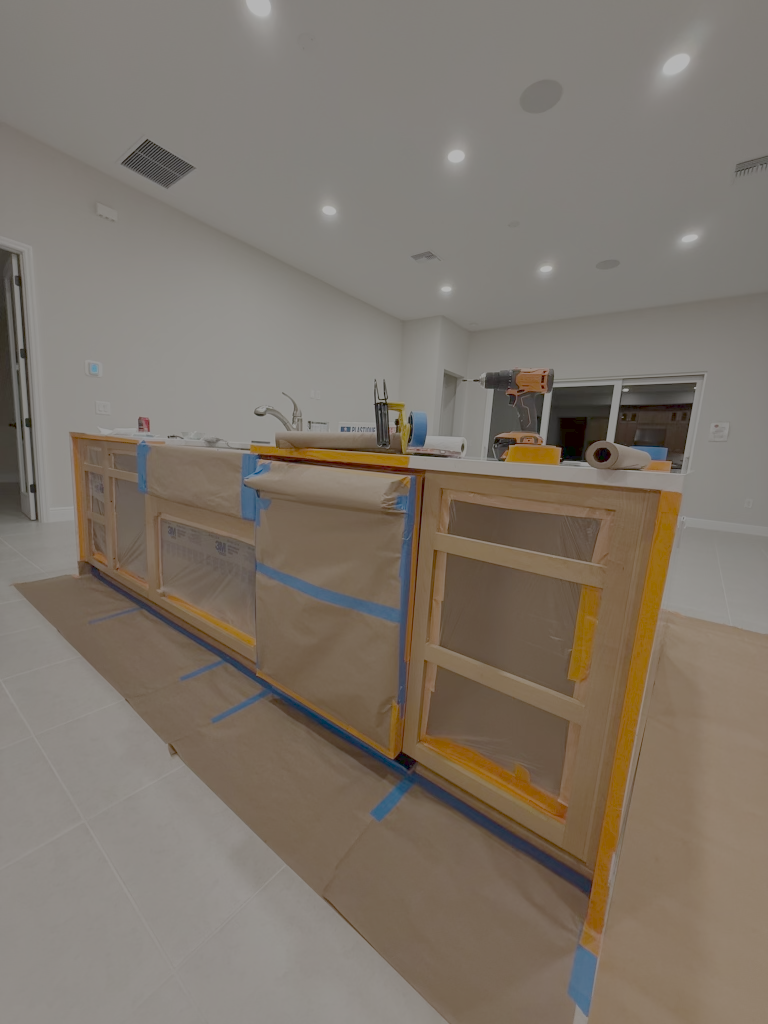 Cabinet painting before - Premier Contractors FL